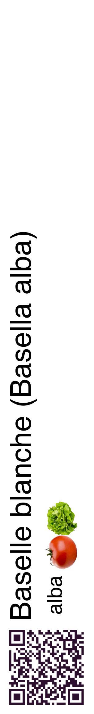 Étiquette de : Basella alba alba - format c - style noire60_basiquehel avec qrcode et comestibilité simplifiée