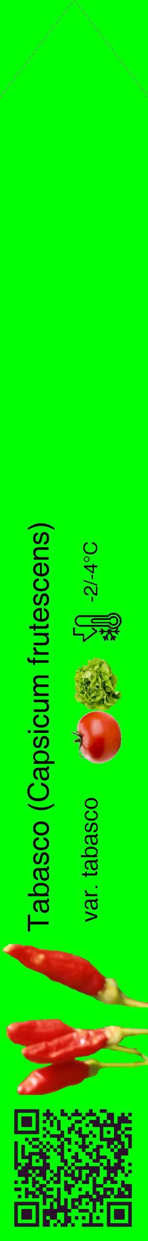 Étiquette de : Capsicum frutescens var. tabasco - format c - style noire16_simple_simplehel avec qrcode et comestibilité simplifiée - position verticale