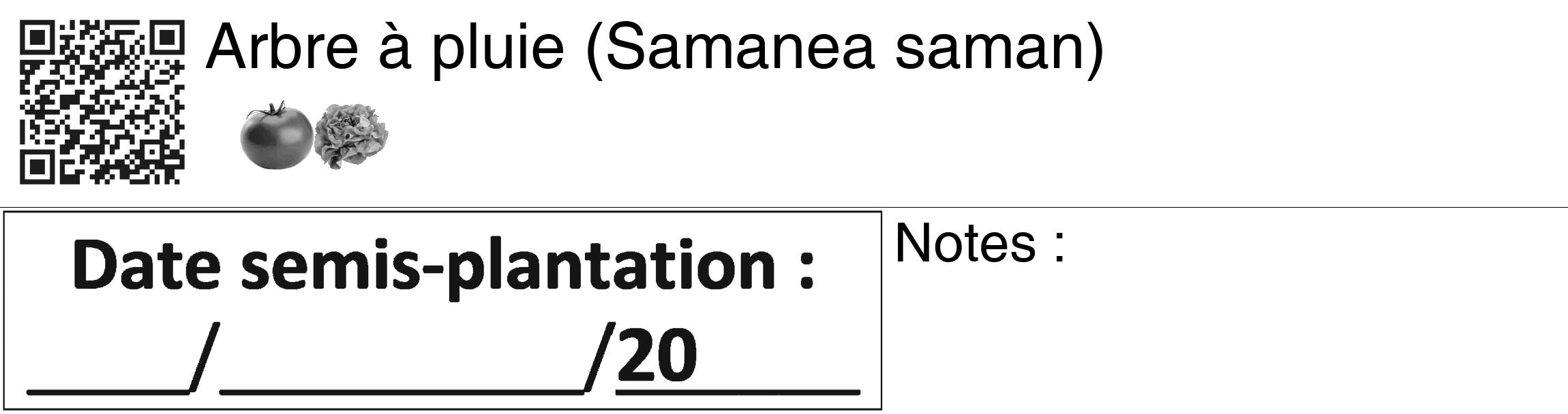 Étiquette de : Samanea saman - format c - style noire60_basiquegrrvhel avec qrcode et comestibilité simplifiée