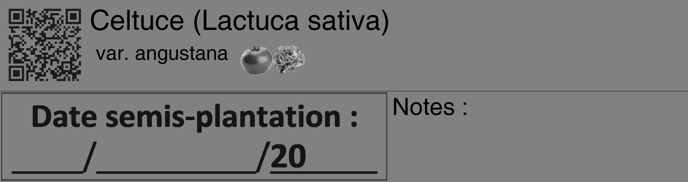 Étiquette de : Lactuca sativa var. angustana - format c - style noire50_basique_basiquehel avec qrcode et comestibilité simplifiée