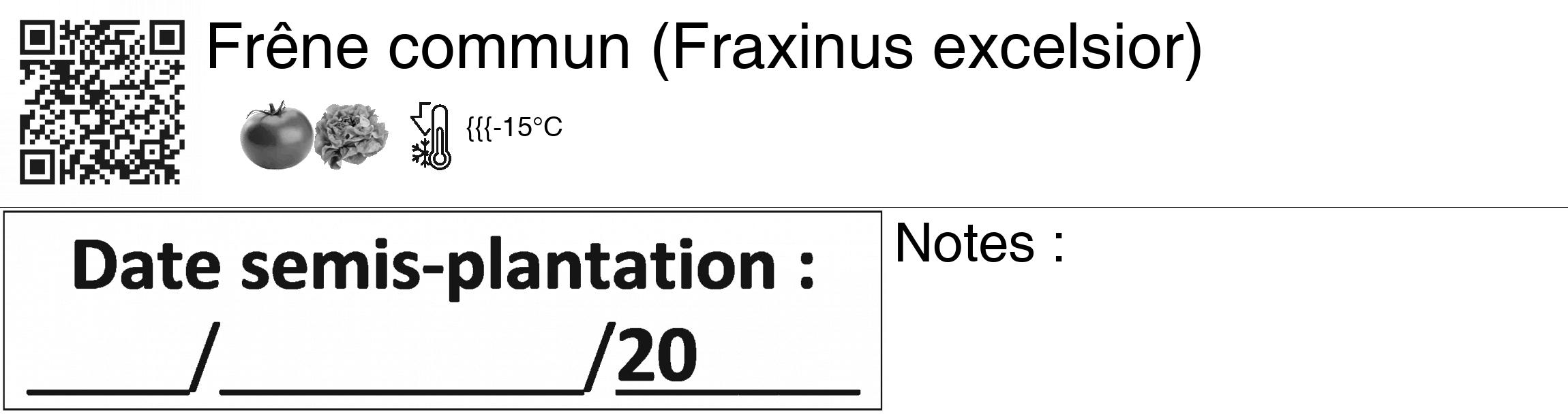 Étiquette de : Fraxinus excelsior - format c - style noire60_basiquegrrvhel avec qrcode et comestibilité simplifiée