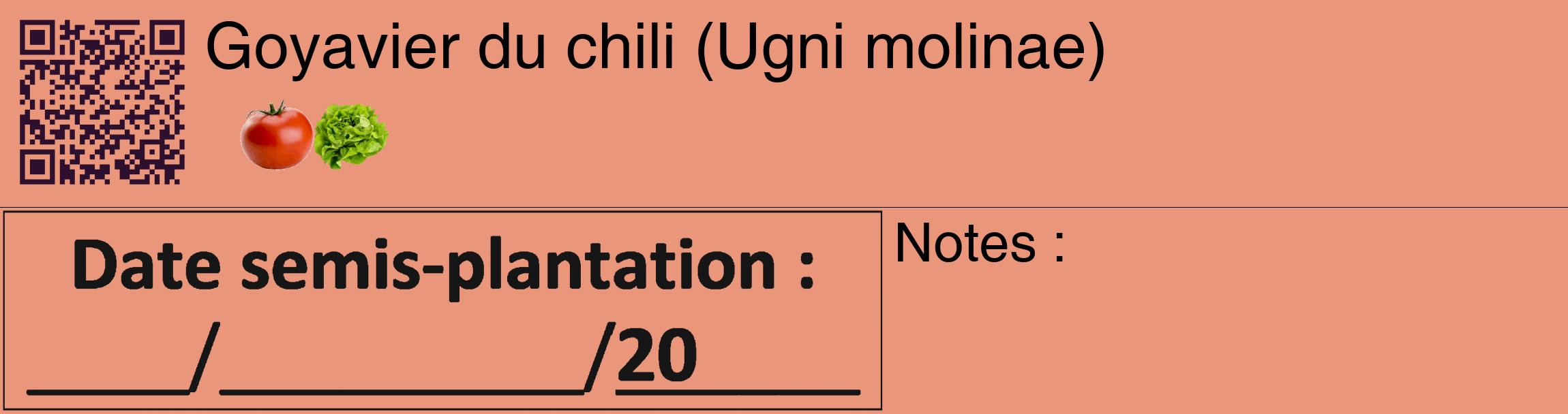 Étiquette de : Ugni molinae - format c - style noire37_basique_basiquehel avec qrcode et comestibilité simplifiée