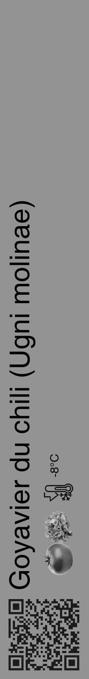 Étiquette de : Ugni molinae - format c - style noire44_basique_basiquehel avec qrcode et comestibilité simplifiée - position verticale