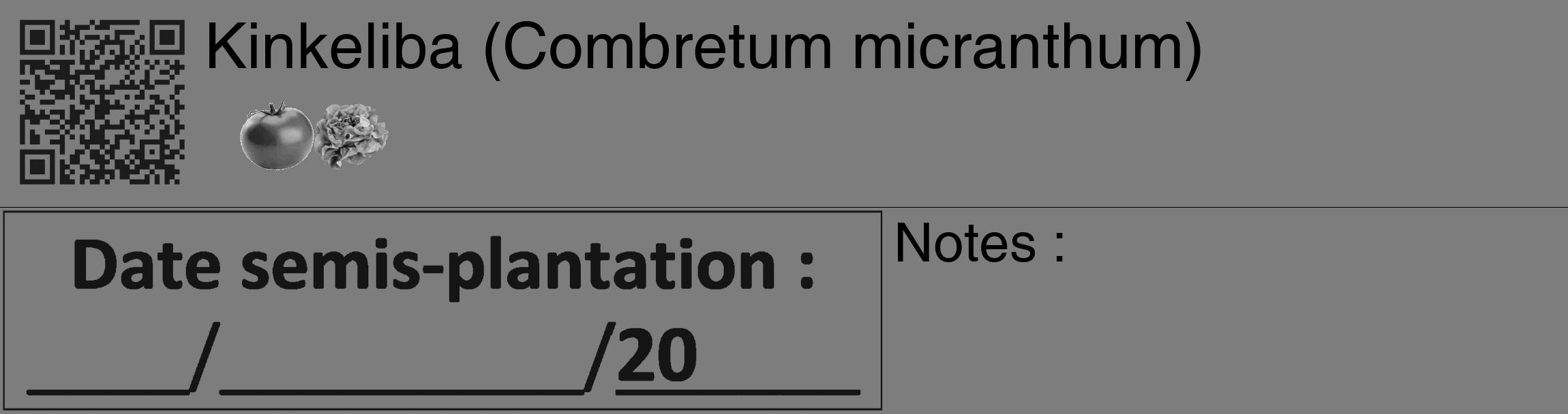 Étiquette de : Combretum micranthum - format c - style noire35_basique_basiquehel avec qrcode et comestibilité simplifiée