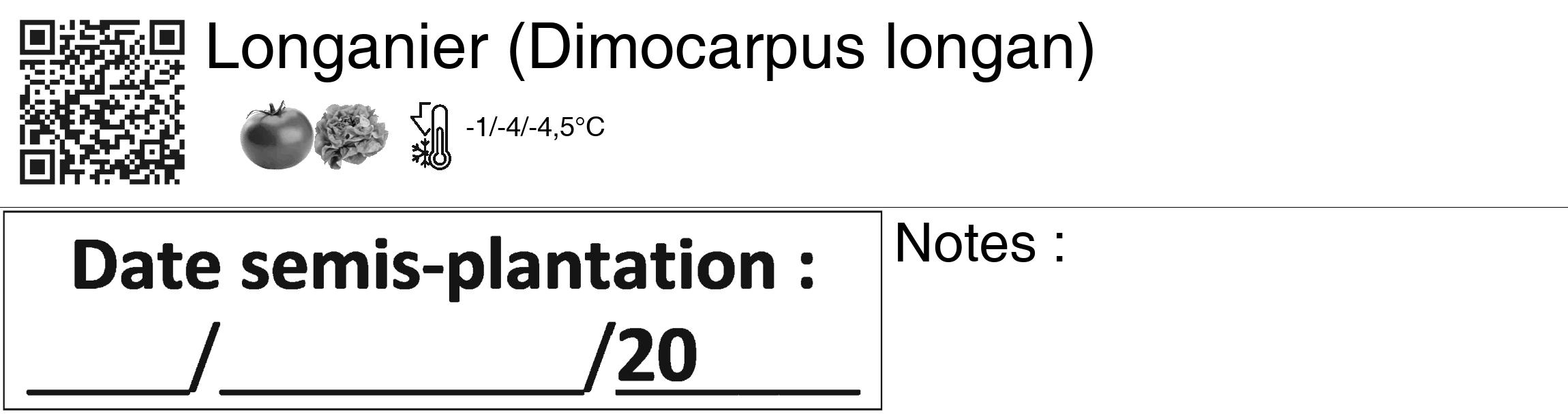 Étiquette de : Dimocarpus longan - format c - style noire60_basiquegrrvhel avec qrcode et comestibilité simplifiée