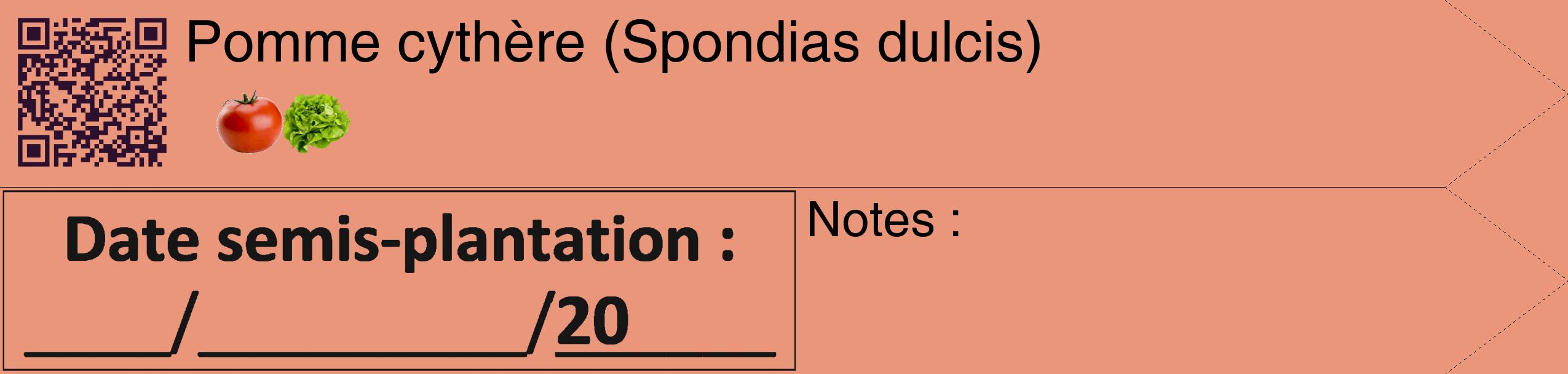 Étiquette de : Spondias dulcis - format c - style noire37_simple_simplehel avec qrcode et comestibilité simplifiée