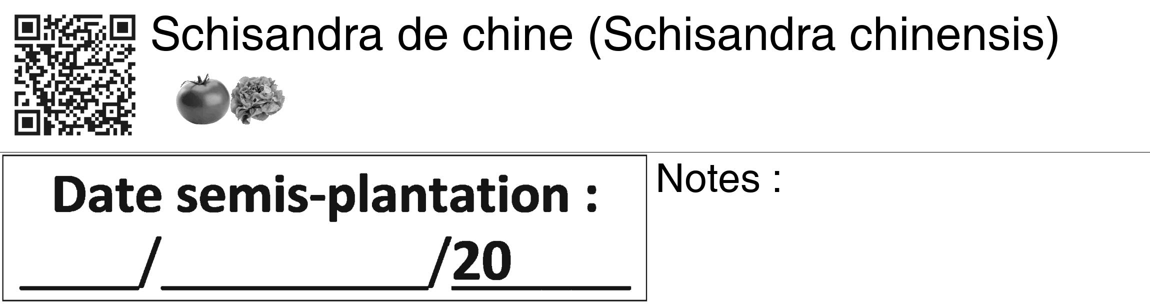 Étiquette de : Schisandra chinensis - format c - style noire60_basiquegrrvhel avec qrcode et comestibilité simplifiée