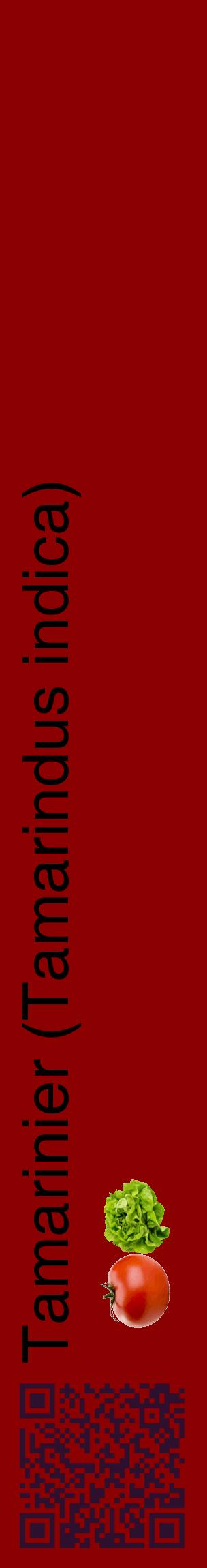 Étiquette de : Tamarindus indica - format c - style noire34_basiquehel avec qrcode et comestibilité simplifiée