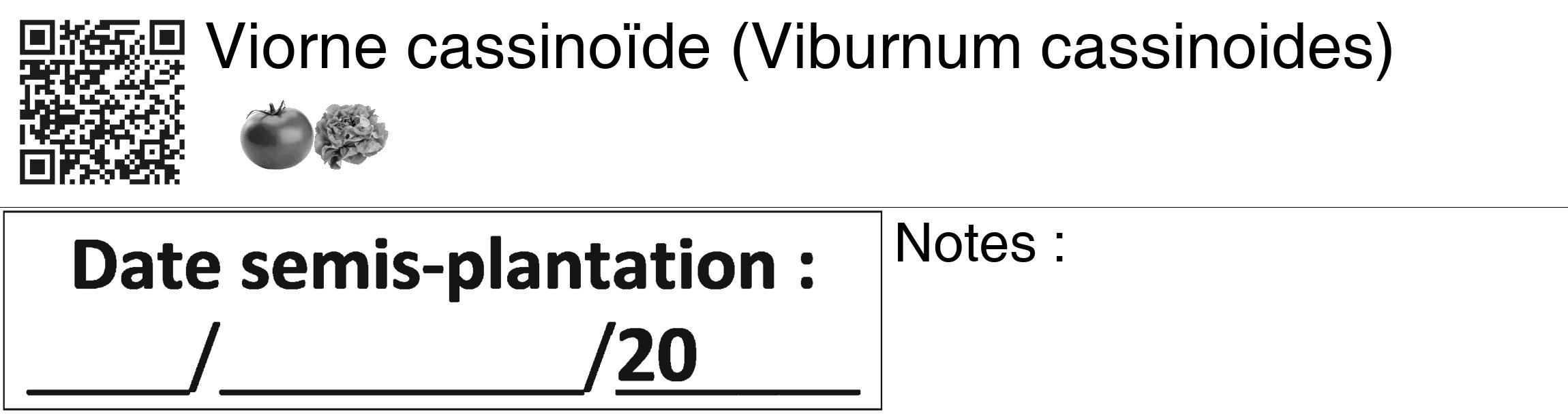 Étiquette de : Viburnum cassinoides - format c - style noire60_basiquegrrvhel avec qrcode et comestibilité simplifiée