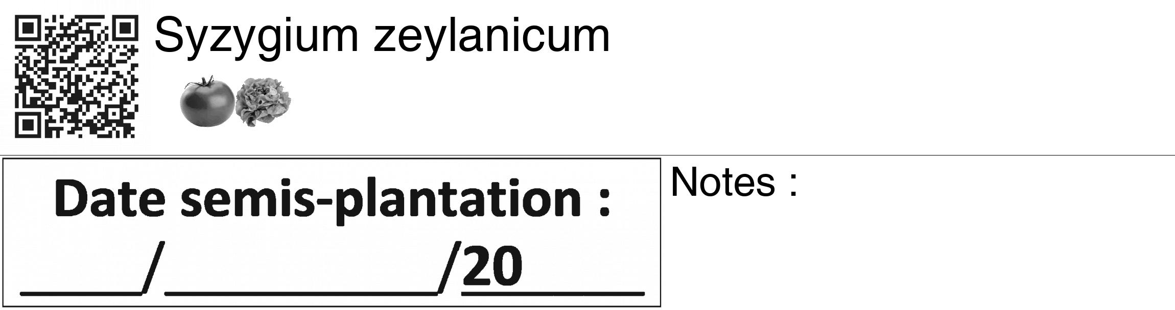 Étiquette de : Syzygium zeylanicum - format c - style noire60_basiquegrrvhel avec qrcode et comestibilité simplifiée