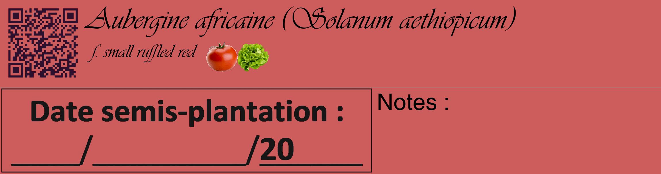 Étiquette de : Solanum aethiopicum f. small ruffled red - format c - style noire35_basique_basiqueviv avec qrcode et comestibilité simplifiée