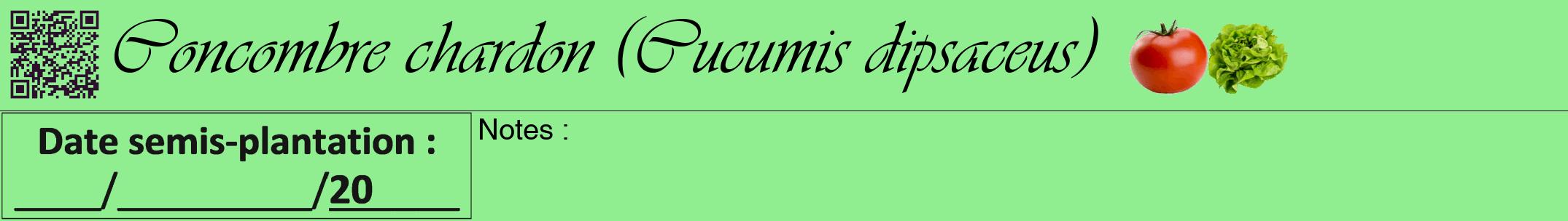 Étiquette de : Cucumis dipsaceus - format a - style noire15viv avec qrcode et comestibilité simplifiée