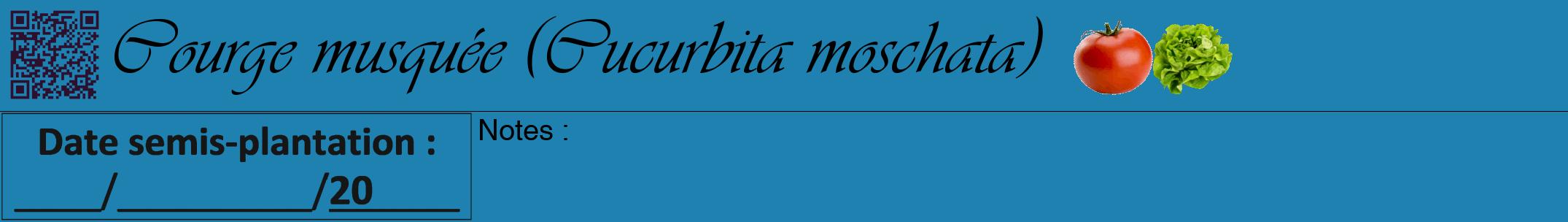 Étiquette de : Cucurbita moschata - format a - style noire6simpleviv avec qrcode et comestibilité simplifiée