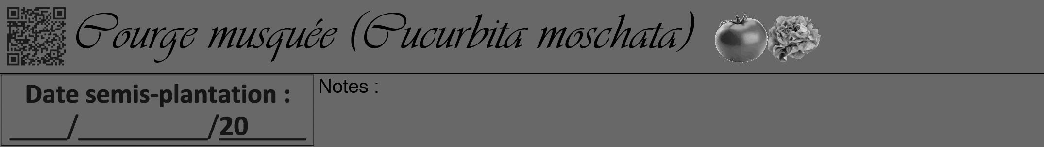 Étiquette de : Cucurbita moschata - format a - style noire6simpleviv avec qrcode et comestibilité simplifiée