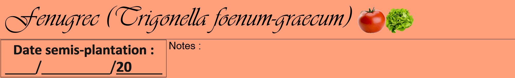 Étiquette de : Trigonella foenum-graecum - format a - style noire39viv avec comestibilité simplifiée
