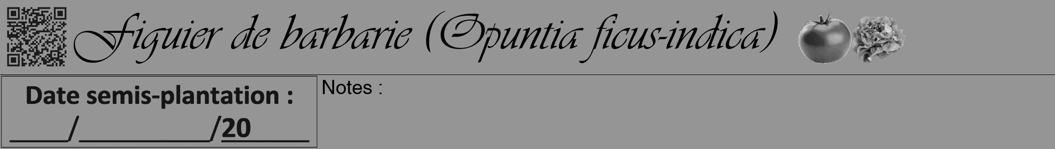 Étiquette de : Opuntia ficus-indica - format a - style noire16viv avec qrcode et comestibilité simplifiée