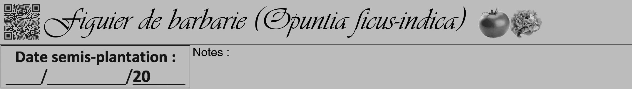 Étiquette de : Opuntia ficus-indica - format a - style noire1viv avec qrcode et comestibilité simplifiée