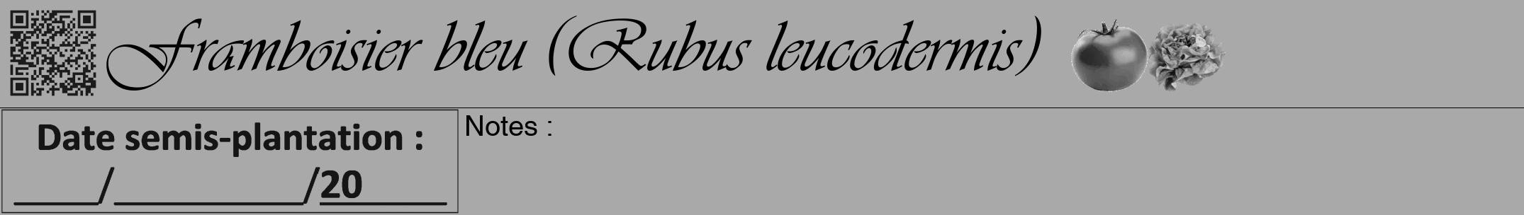 Étiquette de : Rubus leucodermis - format a - style noire13simpleviv avec qrcode et comestibilité simplifiée