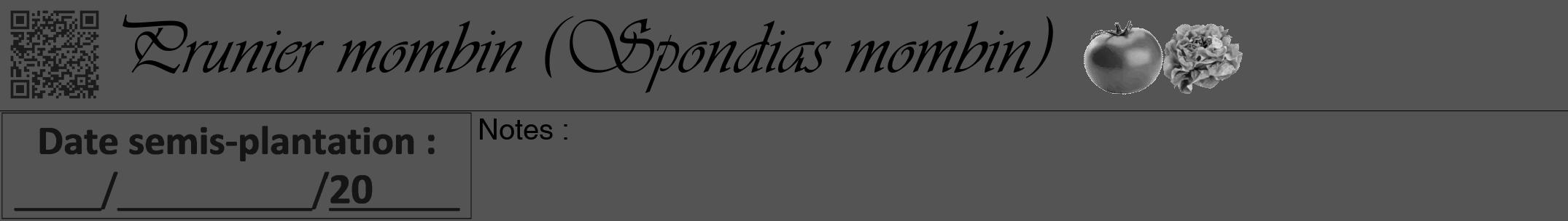 Étiquette de : Spondias mombin - format a - style noire30viv avec qrcode et comestibilité simplifiée