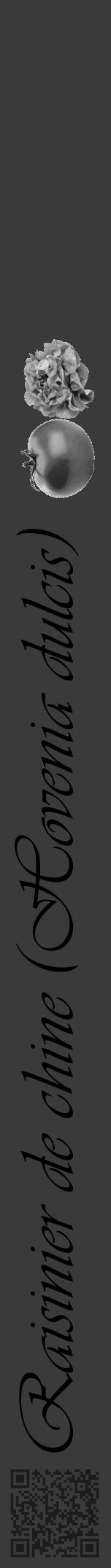 Étiquette de : Hovenia dulcis - format a - style noire8viv avec qrcode et comestibilité simplifiée - position verticale