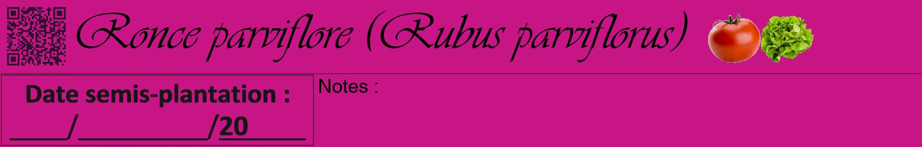Étiquette de : Rubus parviflorus - format a - style noire45basiqueviv avec qrcode et comestibilité simplifiée