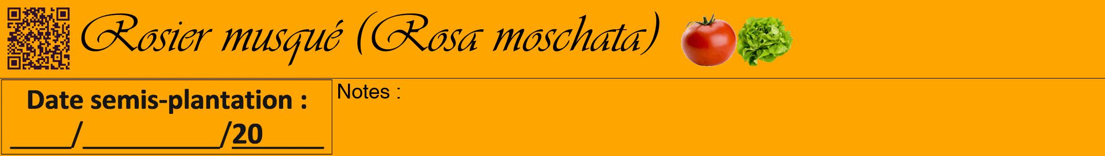 Étiquette de : Rosa moschata - format a - style noire22viv avec qrcode et comestibilité simplifiée