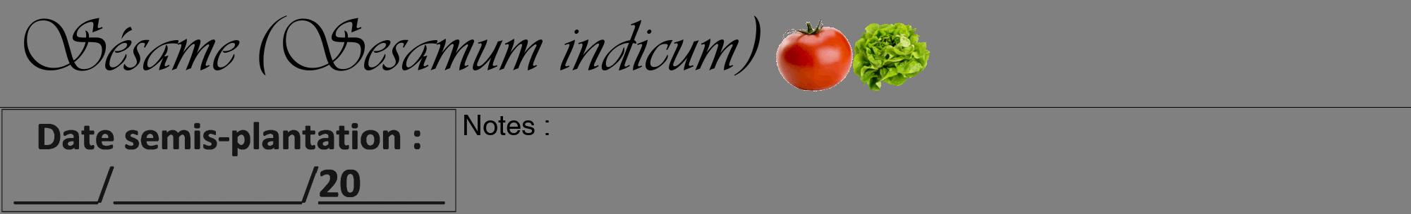 Étiquette de : Sesamum indicum - format a - style noire57viv avec comestibilité simplifiée