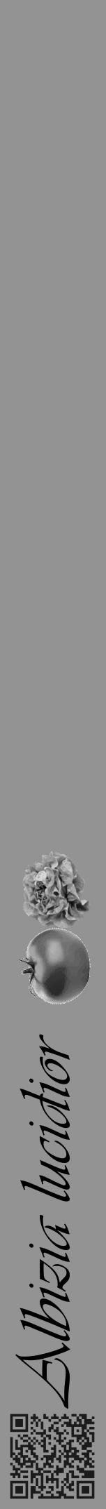 Étiquette de : Albizia lucidior - format a - style noire44basiqueviv avec qrcode et comestibilité simplifiée - position verticale