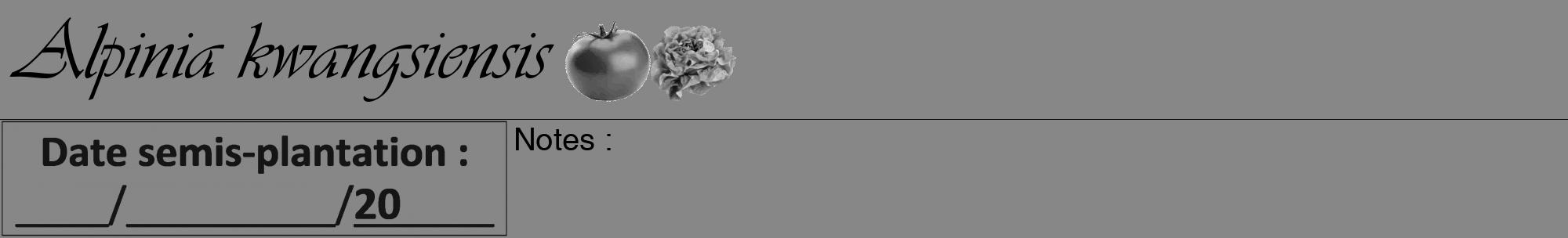 Étiquette de : Alpinia kwangsiensis - format a - style noire12viv avec comestibilité simplifiée
