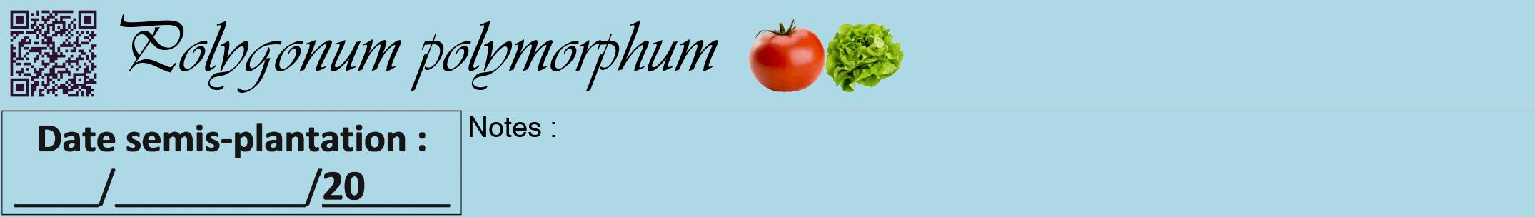 Étiquette de : Polygonum polymorphum - format a - style noire0viv avec qrcode et comestibilité simplifiée