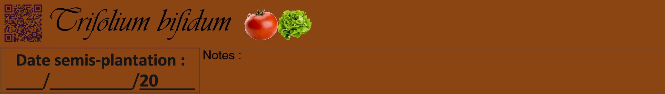Étiquette de : Trifolium bifidum - format a - style noire30viv avec qrcode et comestibilité simplifiée
