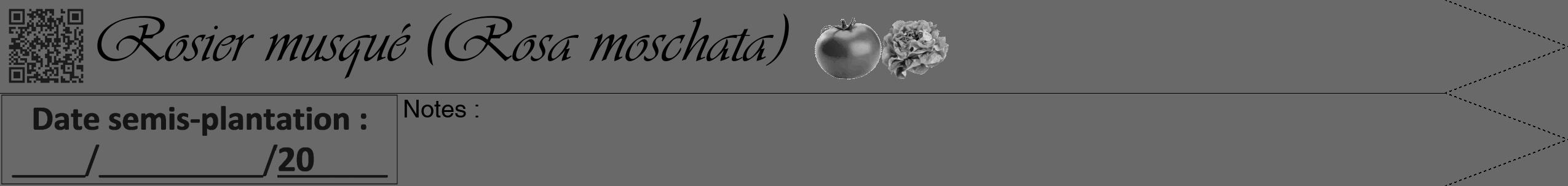 Étiquette de : Rosa moschata - format b - style noire51viv avec qrcode et comestibilité simplifiée