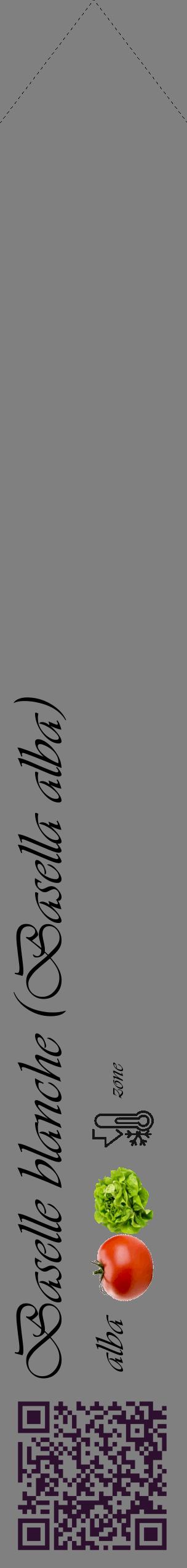 Étiquette de : Basella alba alba - format c - style noire57simple_basique_basiqueviv avec qrcode et comestibilité simplifiée - position verticale
