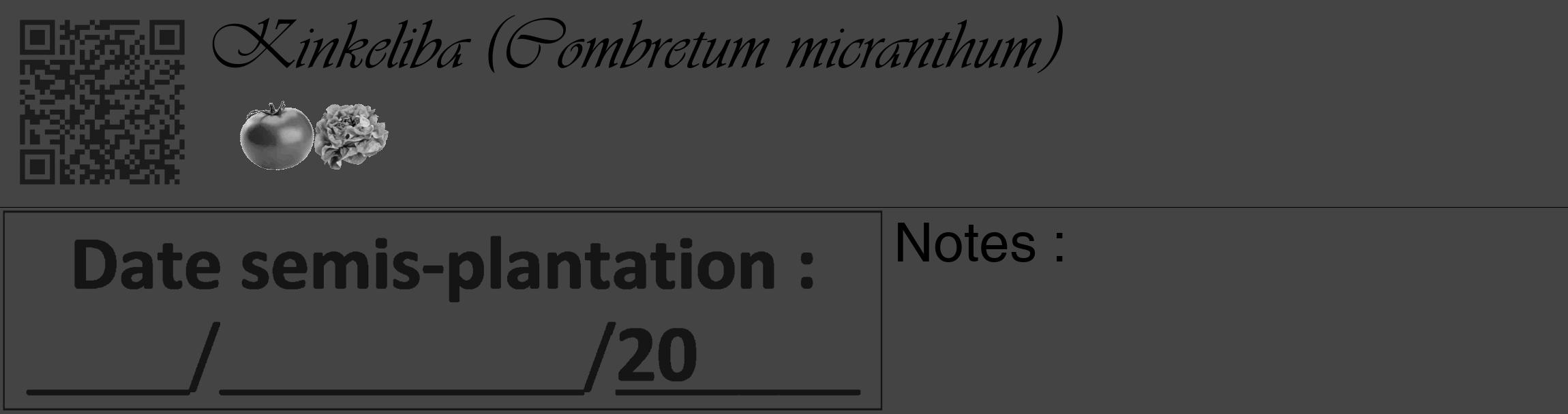 Étiquette de : Combretum micranthum - format c - style noire48_basique_basiqueviv avec qrcode et comestibilité simplifiée