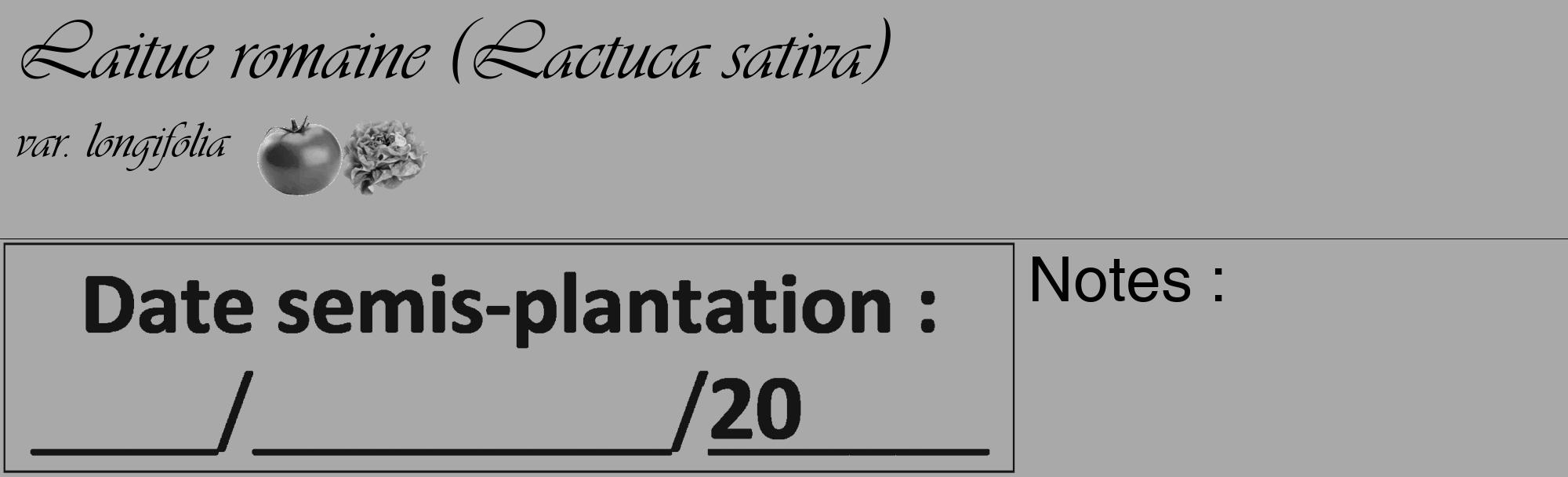 Étiquette de : Lactuca sativa var. longifolia - format c - style noire13_basique_basiqueviv avec comestibilité simplifiée