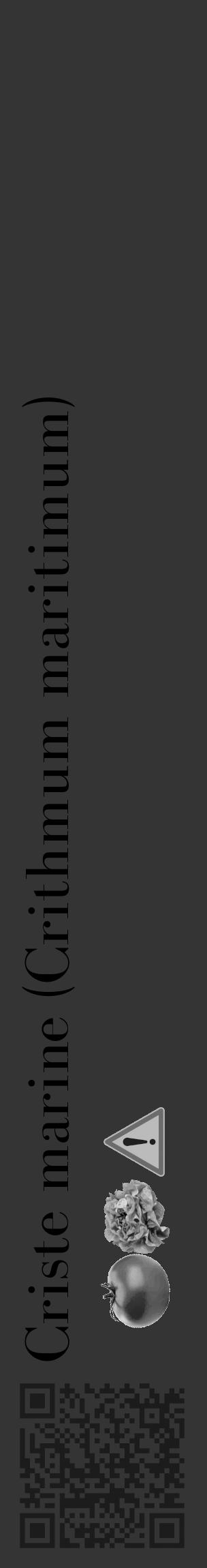 Étiquette de : Crithmum maritimum - format c - style noire46_basique_basiquebod avec qrcode et comestibilité simplifiée - position verticale