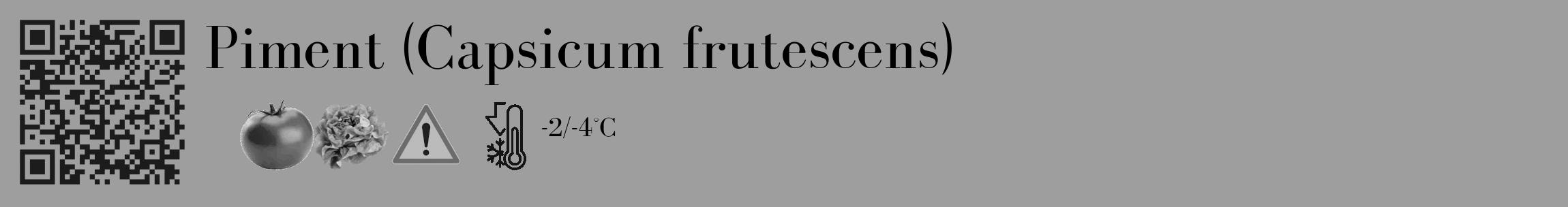 Étiquette de : Capsicum frutescens - format c - style noire23_basique_basiquebod avec qrcode et comestibilité simplifiée