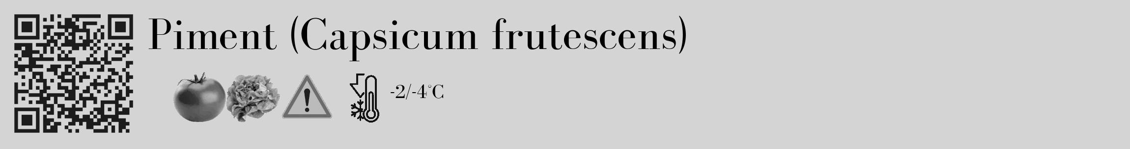 Étiquette de : Capsicum frutescens - format c - style noire40_basique_basiquebod avec qrcode et comestibilité simplifiée