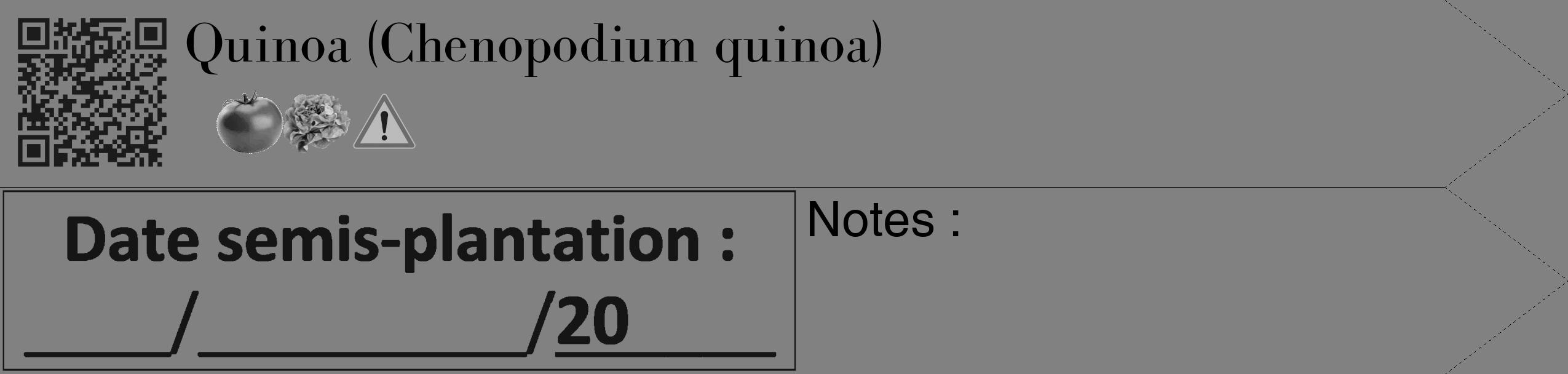 Étiquette de : Chenopodium quinoa - format c - style noire50_simple_simplebod avec qrcode et comestibilité simplifiée