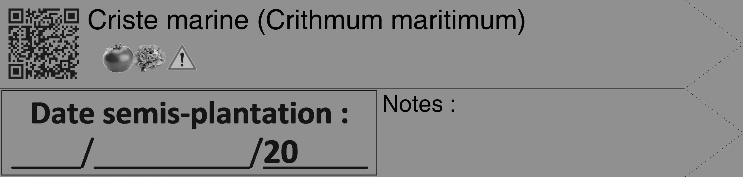 Étiquette de : Crithmum maritimum - format c - style noire4_simple_simplehel avec qrcode et comestibilité simplifiée