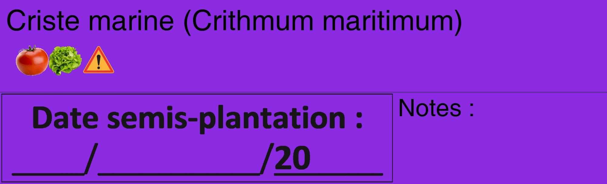 Étiquette de : Crithmum maritimum - format c - style noire49_basique_basiquehel avec comestibilité simplifiée