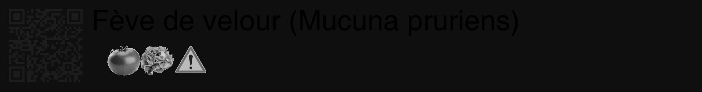 Étiquette de : Mucuna pruriens - format c - style noire7_basique_basiquehel avec qrcode et comestibilité simplifiée