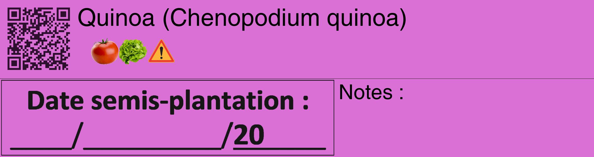 Étiquette de : Chenopodium quinoa - format c - style noire52_basique_basiquehel avec qrcode et comestibilité simplifiée