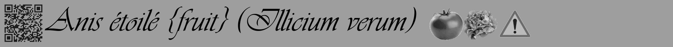 Étiquette de : Illicium verum - format a - style noire23viv avec qrcode et comestibilité simplifiée