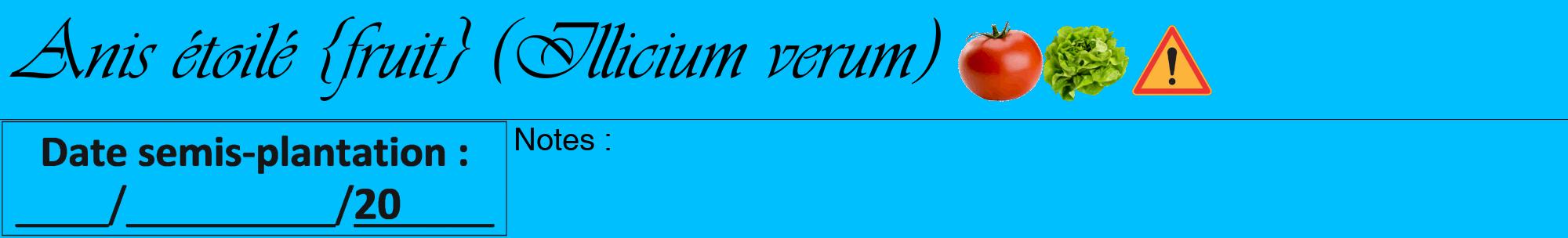 Étiquette de : Illicium verum - format a - style noire2viv avec comestibilité simplifiée