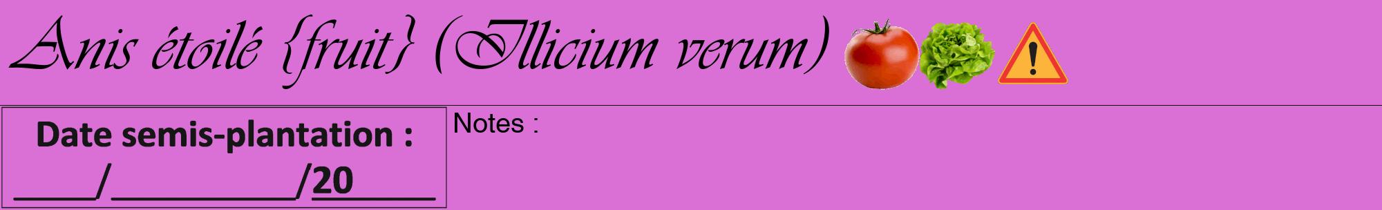 Étiquette de : Illicium verum - format a - style noire52viv avec comestibilité simplifiée