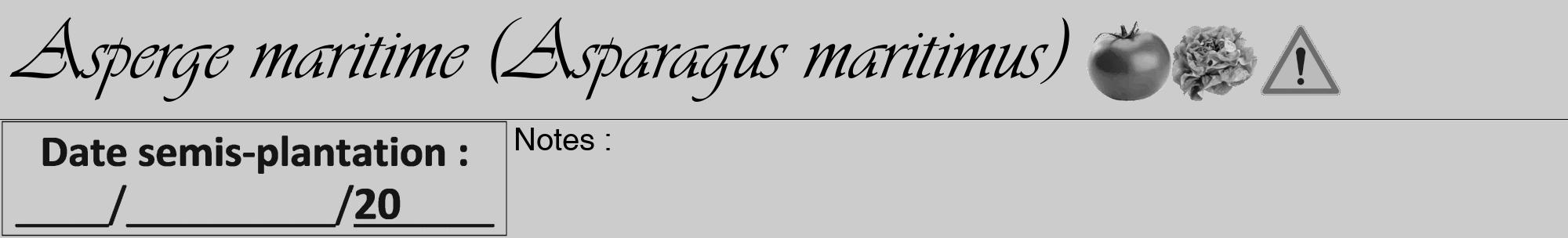 Étiquette de : Asparagus maritimus - format a - style noire0viv avec comestibilité simplifiée