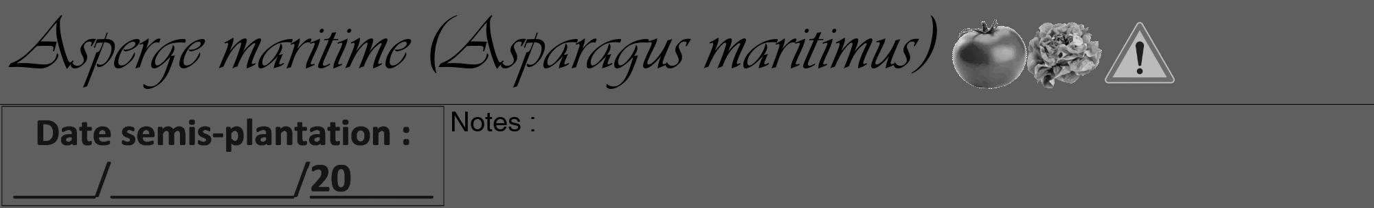 Étiquette de : Asparagus maritimus - format a - style noire10viv avec comestibilité simplifiée