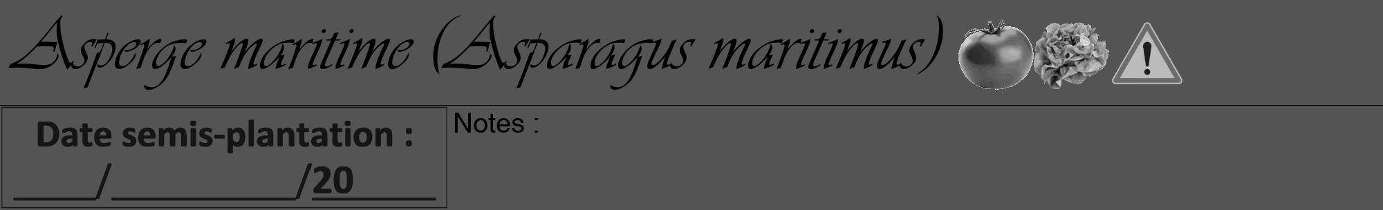 Étiquette de : Asparagus maritimus - format a - style noire30viv avec comestibilité simplifiée