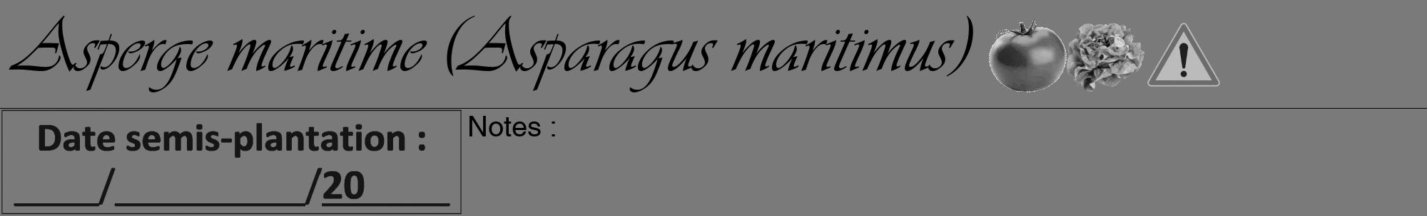 Étiquette de : Asparagus maritimus - format a - style noire3viv avec comestibilité simplifiée